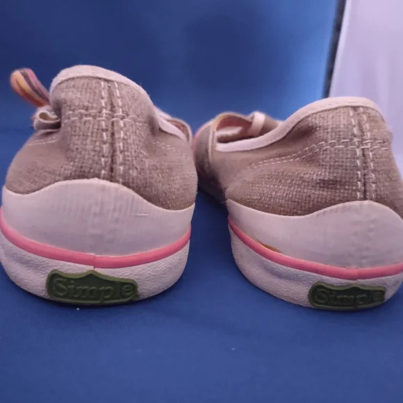 Simple Tan and Pink Women's Sneakers - Picture 2 of 9